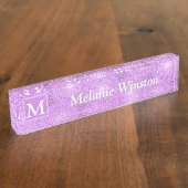Monogram lilac purple circles pattern naambordje (Zijkant)