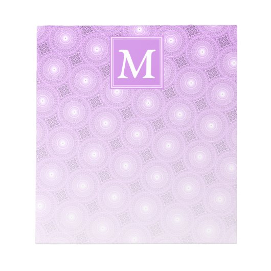 Monogram lilac purple circles pattern notitieblok (Voorkant)