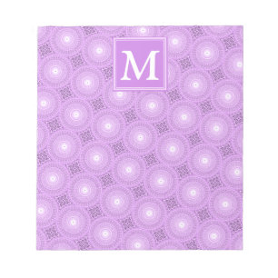 Monogram lilac purple circles pattern notitieblok