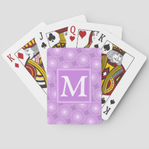 Monogram lilac purple circles pattern pokerkaarten