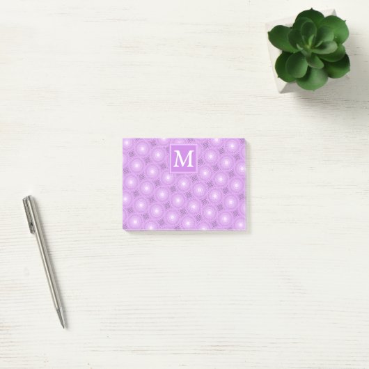 Monogram lilac purple circles pattern post-it® notes (Kantoor)