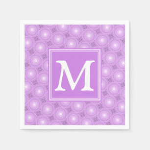 Monogram lilac purple circles pattern servetten