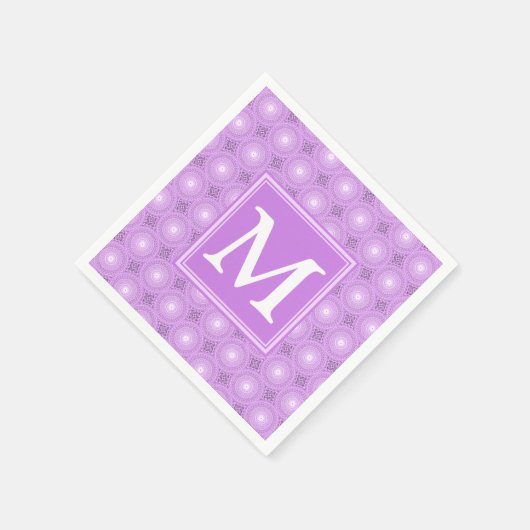 Monogram lilac purple circles pattern servetten (Hoek)