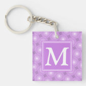 Monogram lilac purple circles pattern sleutelhanger (Voorkant)