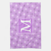 Monogram lilac purple circles pattern theedoek (Verticaal)
