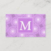 Monogram lilac purple circles pattern visitekaartje (Voorkant)