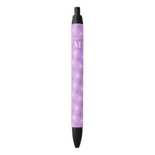 Monogram lilac purple circles pattern zwarte inkt pen