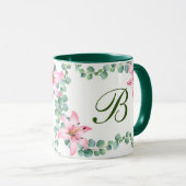 Monogram Lily Flower Pattern Coffee Mok (Voorkant rechts)