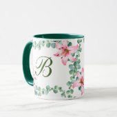 Monogram Lily Flower Pattern Coffee Mok (Voorkant links)