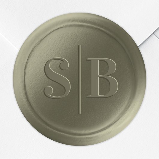 Monogram Lily Green Wax Seal Wedding Stickers