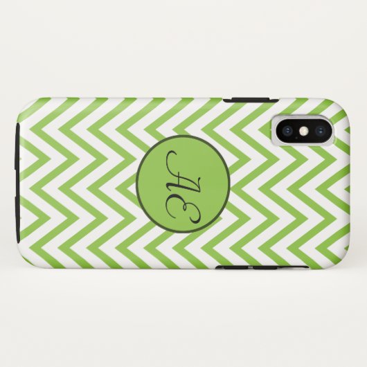 Monogram Lime Green Chevron Modern Case-Mate iPhone Case (Achterkant (horizontaal))