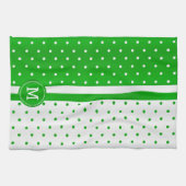Monogram Lime Green en White Polka Dot Theedoek (Horizontaal)
