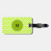 Monogram Lime Green en White Zigzag Pattern Bagagelabel (Achterkant horizontaal)