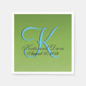 Monogram Lime Green Weddenschap Servet (Voorkant)