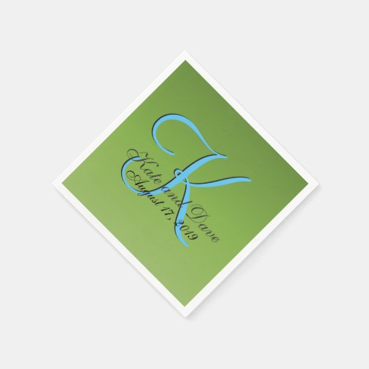 Monogram Lime Green Weddenschap Servet (Hoek)