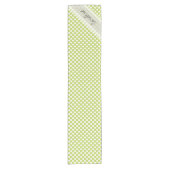Monogram Lime Green White Trendy Polka Dot Pattern Korte Tafelloper (Voorkant)