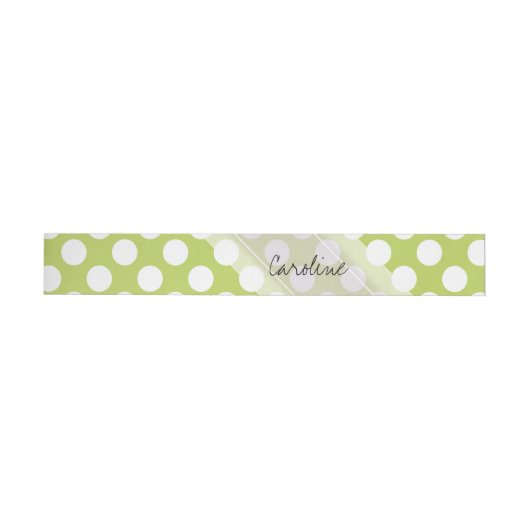 Monogram Lime Green White Trendy Polka Dot Pattern Omwikkelbaar Adreslabel (Individueel)