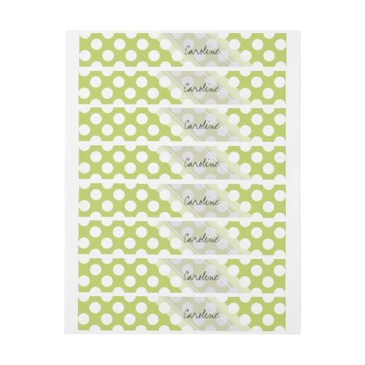 Monogram Lime Green White Trendy Polka Dot Pattern Omwikkelbaar Adreslabel (Vel)