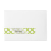 Monogram Lime Green White Trendy Polka Dot Pattern Omwikkelbaar Adreslabel (Voorkant)