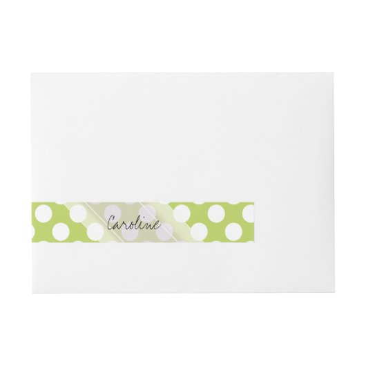 Monogram Lime Green White Trendy Polka Dot Pattern Omwikkelbaar Adreslabel (Voorkant)