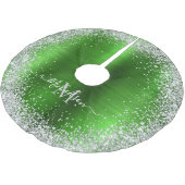 Monogram Lime Groen Zilver Glitter Girly Glam Kerstboom Rok (Gekanteld)