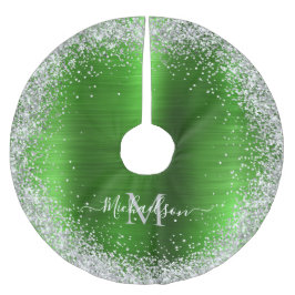Monogram Lime Groen Zilver Glitter Girly Glam Kerstboom Rok