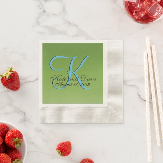 Monogram lime groene bruiloft servet (Insitu)