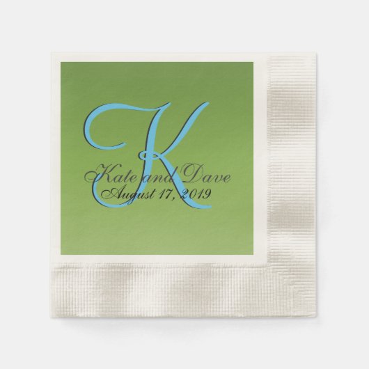 Monogram lime groene bruiloft servet (Voorkant)