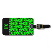 Monogram Limegroene Art Deco Schelp Vissen Schubbe