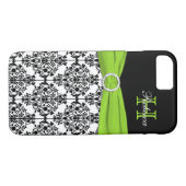 Monogram Limoen Black White Damask iPhone 7 Hoesje (Achterkant (Horizontaal))