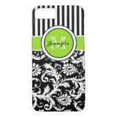 Monogram Limoen Black White Striped Damask iPhone Case-Mate iPhone Case (Achterkant)