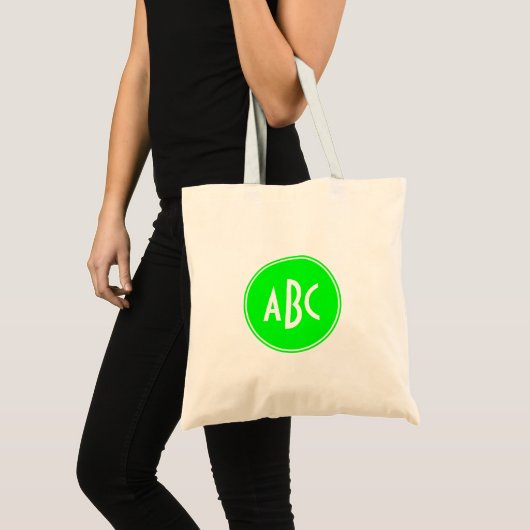 Monogram limoen en witte cirkel tote bag (Voorkant (product))