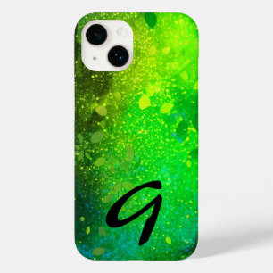 Monogram limoen groen bos faux glitter Case-Mate iPhone 14 hoesje