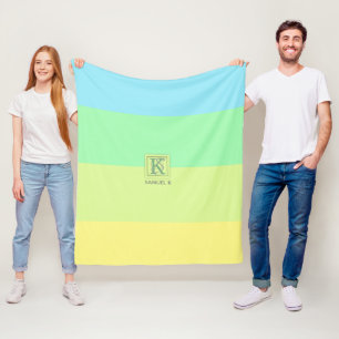 Monogram Limoen Kleurenpalet Stripes voor de zomer Fleece Deken