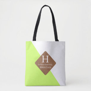 Monogram limoen kleurverdeling Faux lederen pleist Tote Bag