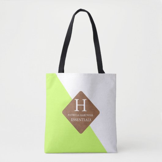 Monogram limoen kleurverdeling Faux lederen pleist Tote Bag (Voorkant)