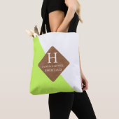 Monogram limoen kleurverdeling Faux lederen pleist Tote Bag (Dichtbij)