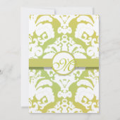 Monogram Limoen Light Gold Damask Wedding Invitati Kaart (Achterkant)