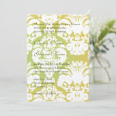 Monogram Limoen Light Gold Damask Wedding Invitati Kaart (Staand voorkant)