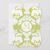 Monogram Limoen Light Gold Damask Wedding Invitati Kaart (Achterkant)