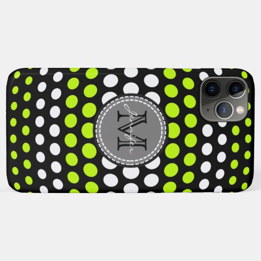 Monogram limoen- & White Polka Dots Pattern Case-Mate iPhone Case (Achterkant (horizontaal))