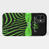 Monogram Limoen, zwart Glitter Zebra iPhone 5 Hoes (Achterkant (horizontaal))