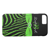 Monogram Limoen, zwart Glitter Zebra iPhone 7 Hoes (Achterkant (Horizontaal))