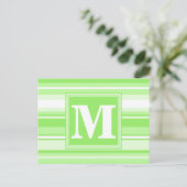 Monogram limoengroene strepen briefkaart (Staand voorkant)