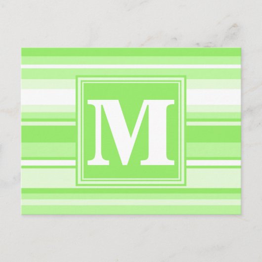 Monogram limoengroene strepen briefkaart (Voorkant)