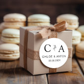 Monogram, Line-Art-bloem, bruiloft Rubberstempel