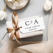 Monogram, Line-Art-bloem, bruiloft Rubberstempel