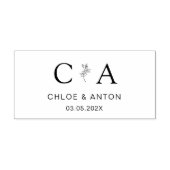 Monogram, Line-Art-bloem, bruiloft Rubberstempel (Afrduk)