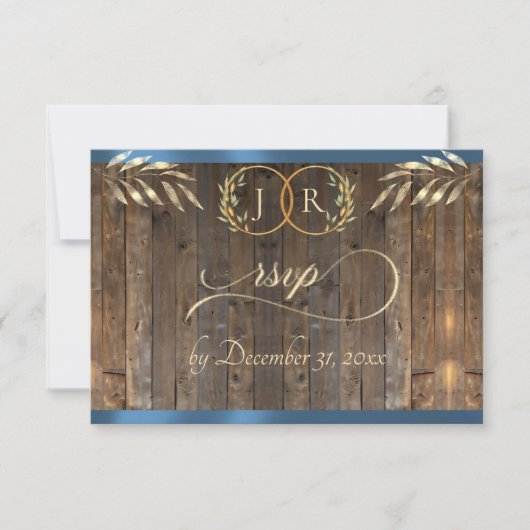 Monogram & Lint - Blauw RSVP Kaartje (Voorkant)