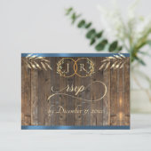 Monogram & Lint - Blauw RSVP Kaartje (Staand voorkant)